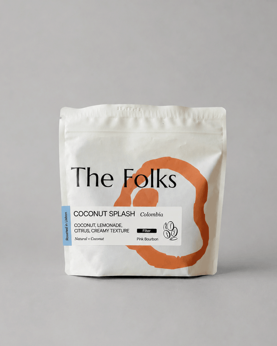 Fresh coconut splash beans from The Folks, showcasing vibrant beans with a tropical coconut flavor label.