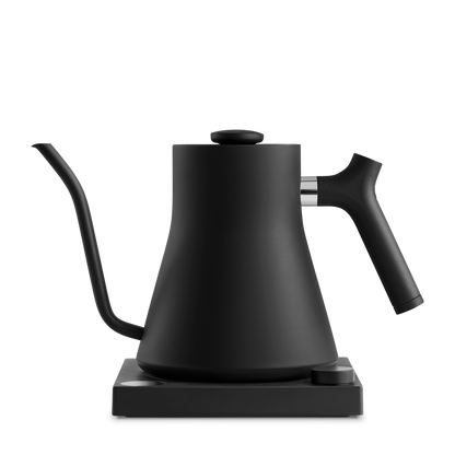Fellow Stagg Kettle in matte white, sleek pour-over kettle with a gooseneck spout for precise coffee brewing.