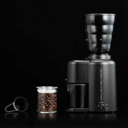 Hario V60 Electric Coffee Grinder in black, compact design for fresh coffee brewing, part of Hario's coffee makers collection.