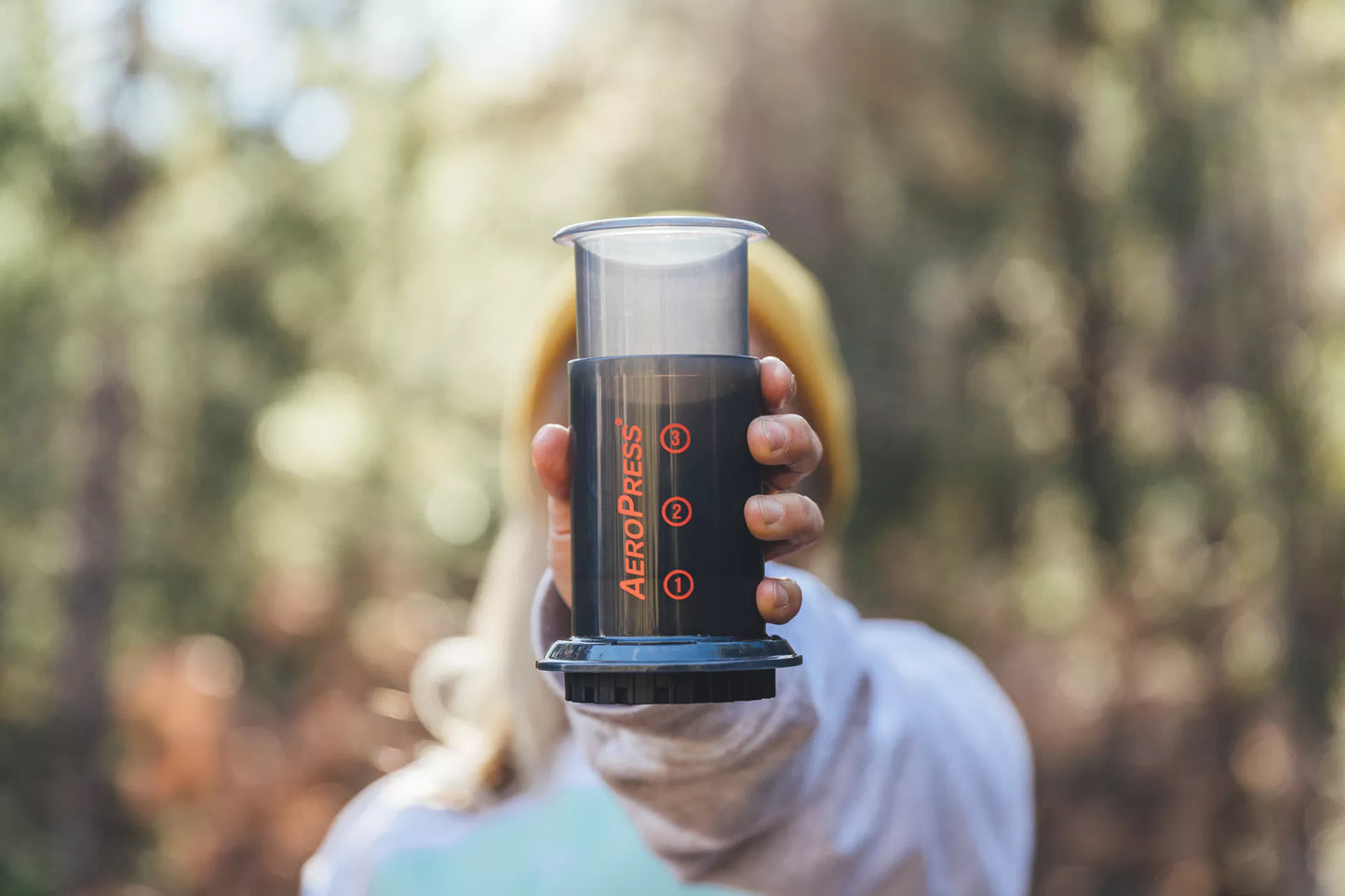 MIIR AeroPress Go Brewer coffee grinder with compact design and adjustable grind settings for fresh coffee brewing.