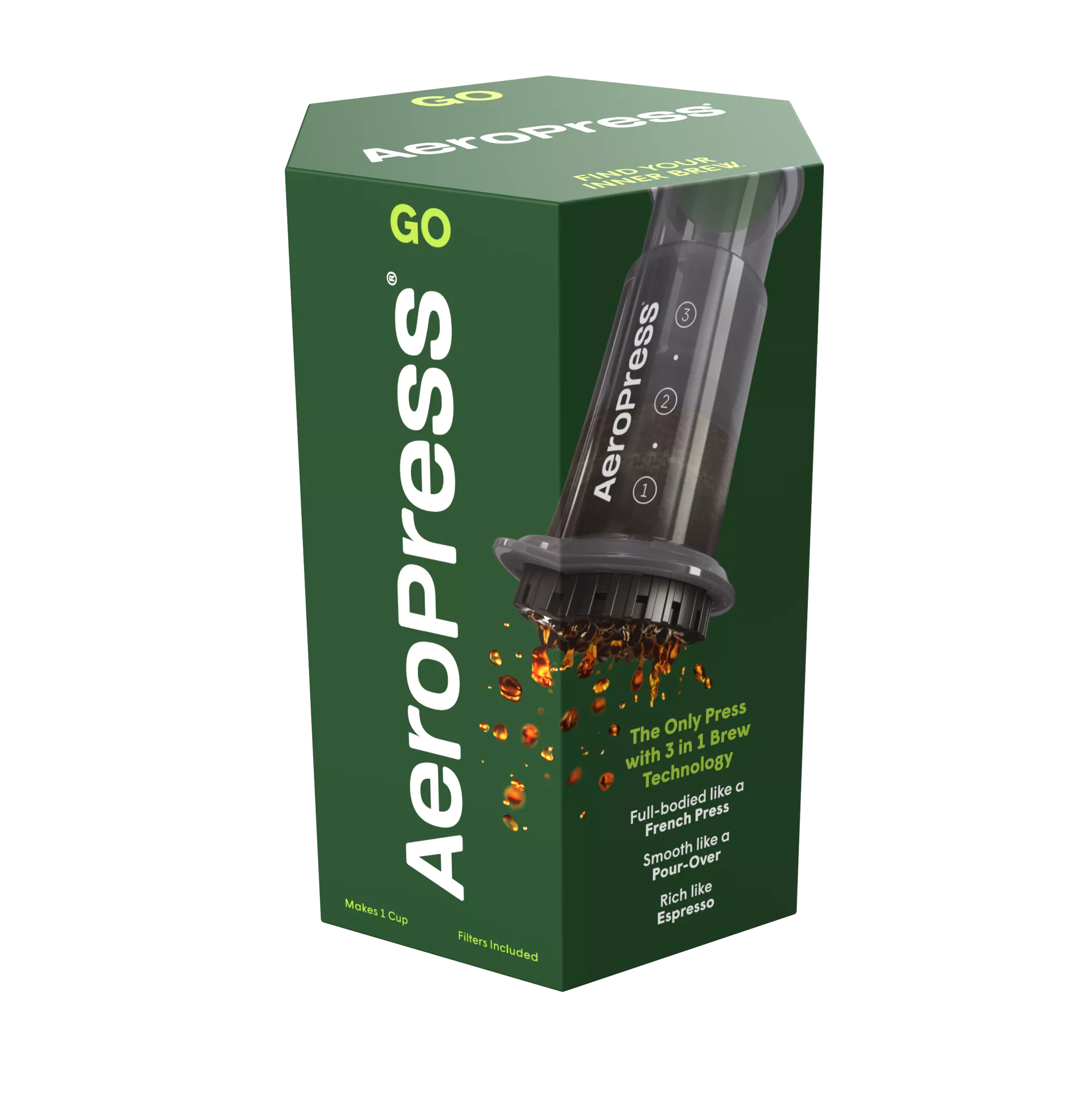 MIIR AeroPress Go Brewer with coffee grinder, compact travel brewing kit and durable design for easy coffee making on the go.