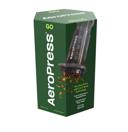 MIIR AeroPress Go Brewer with coffee grinder, compact travel brewing kit and durable design for easy coffee making on the go.