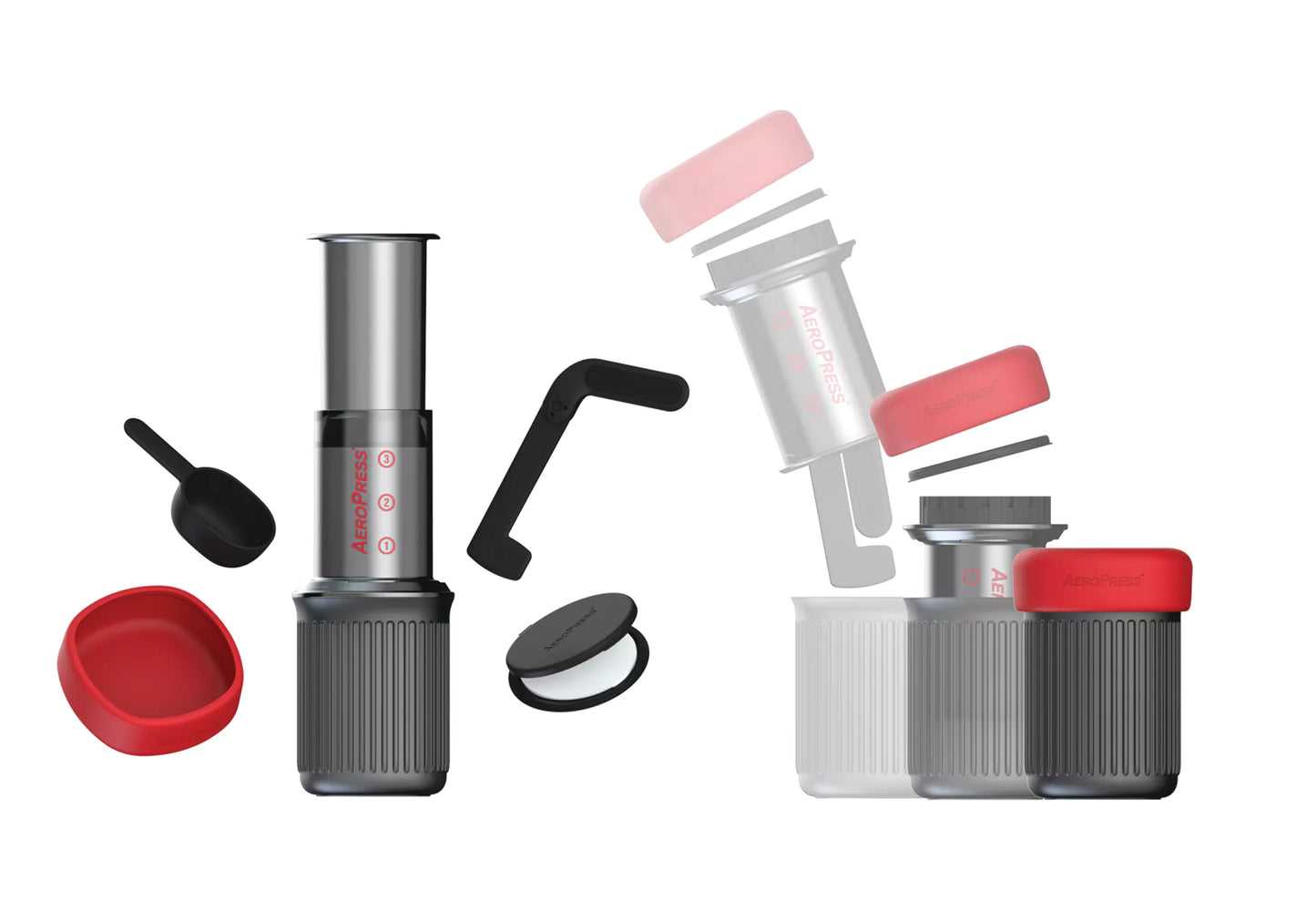MIIR AeroPress Go Brewer coffee grinder with compact design, black finish, and stainless steel burrs for fresh coffee grinding.